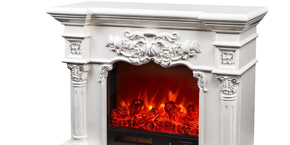 Les belles flammes d-une cheminee decorative